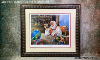 RJ McDonald Signed "Santa's Approval" 1989/2000 Holiday Toys COA Print Framed