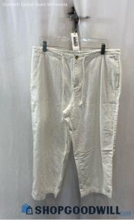 Columbia Women's White Linen Straight Cropped Pants - Sz L