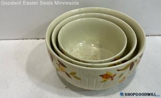 Hall's Superior Jewel Tea Autumn Leaf Nesting Mixing Bowls Vintage Set Of 3