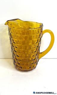 Indiana Glass Colony Whitehall Amber Cube Glass Pitcher With Ice Lip