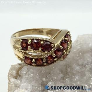 10K Yellow Gold Vintage Garnet Cocktail ring Size 7 - 4.84g