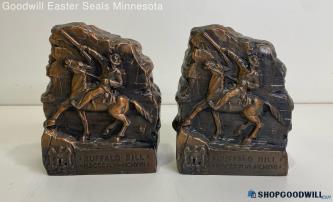 Banthrico Co. 2pc Vintage 'Buffalo Bill' Bronze Coin Banks