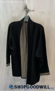 Chico's Women's Black/Beige Patterned Knit Lined Open Sweater - Sz 12