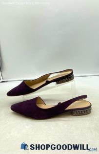 Franco Sarto Women's Savanne Purple Leather Sling Back Ballet Flats Sz 9.5