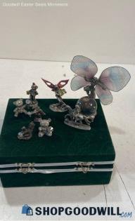 9pc Metal Fairy Fantasy Bear Unicorn Clown Figurines Mythical