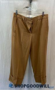 Everlane Women's Tan Beige Textured Wide Leg Cropped Cuff Pants - Sz 4