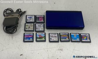 Cobalt Nintendo DS Lite Handheld w/Games& Charger-Tested