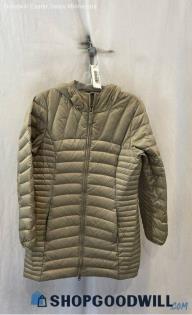 Eddie Bauer Women's Light Taupe Full Zip Quilted Puffer Coat Jacket - Sz PM