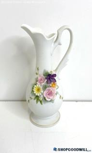 Lefton China Hand Painted KW829 3D Floral Mini Bud Pitcher Vase