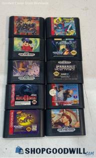 10pc SEGA Genesis Video Game Console Lot Mortal Kombat, Disney Sports +