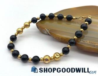 14K Scrap Onyx Bracelet 5.38 grams