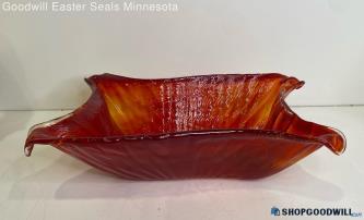 Textured Red Rectangular Glass Centerpiece Bowl