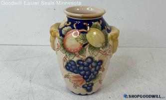 Fruits Grapes Lemons+ Design Ceramic Like Vase