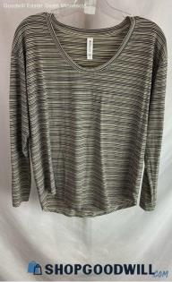 Athleta Women's Black/White Stripes Pullover Long Sleeve Shirt - Sz S