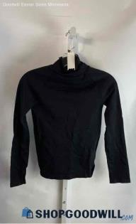 Free People Women's Black Fitted Mock Neck Back Cut-Out Long Sleeve Shirt - Sz M