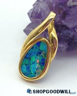 14K Yellow Gold Mosaic Opal Pendant 1.03 grams