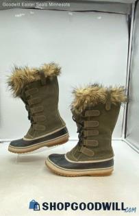 Sorel Women's Joan of Arctic Green Suede Tall Winter Boots Sz 9