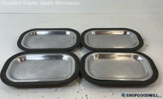 8 Service Ideas, Inc. Black Thermo Plate Platters & Stainless Steel Like Insert