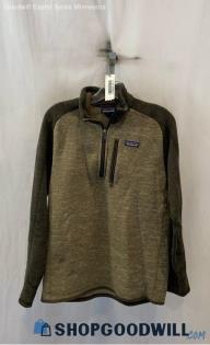 Patagonia Men's Heathered Brown Two-Toned Fleece Lined 1/2 Zip Sweater - Sz M