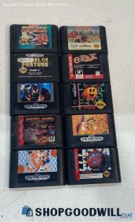 10pc SEGA Genesis Vintage Video Game Street Fighter, Sports, Monopoly, 6-Pak +