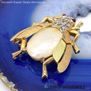 CROWN TRIFARI Gold Tone Vintage Fantasia Fly Brooch