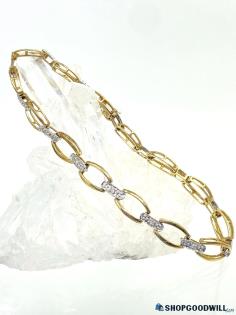 10K Open Link + Bar Diamond Accent Bracelet 5.80g