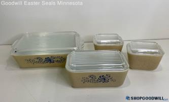 Pyrex 8pc 'Homestead' Brown Speckled Refrigerator Lidded Dish Set