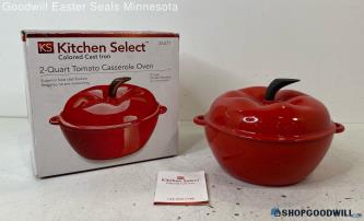 IOB Kitchen Select Colored Cast Iron 2-Quart Tomato Red Casserole Oven 26471