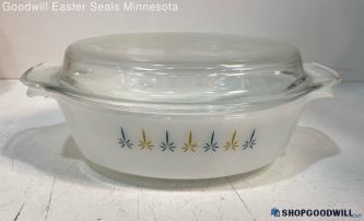 Anchor Hocking Fire King Atomic Starburst Glass Casserole Bowl Lid Ovenware