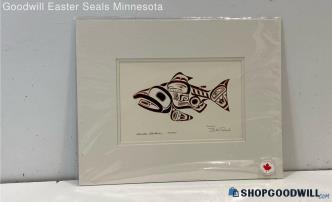 "Skaagi" Haida Salmon Matted 11x14" Copper Foil Faux Signed Bill Reid Art Print