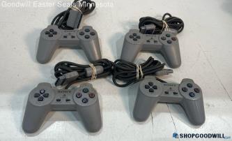 4pc Sony PlayStation PS1 Official OEM Gray Controller Video Game