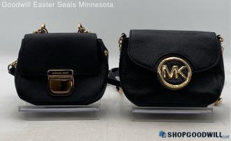 Michael Kors Bridgette/Fulton Black Leather Mini Crossbody Handbags/Purses