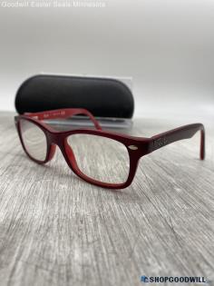 Ray Ban Rectangle Prescription Deep Red Plastic Eyeglasses