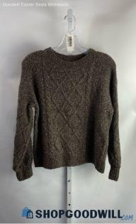 Lucky Brand Women's Heathered Brown/White Cable Knit Sweater - Sz PS