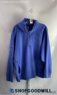 Lululemon Women's Powder Blue Fleece Lined Oversized Henley Sweatshirt Sz XL/XXL