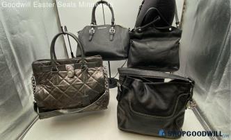 Lot Of 4 Michael Kors Black/Pewter Silver Satchels/Shoulder Bags Handbags/Purses