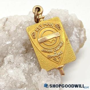 10K Yellow Gold Vintage "Junior Chamber of Commerce" Keyman Pendant 4.14g