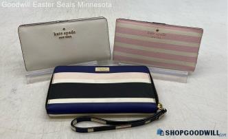 Lot of 3 items including Kate Spade Pink White Blue Wallet Womens Leather