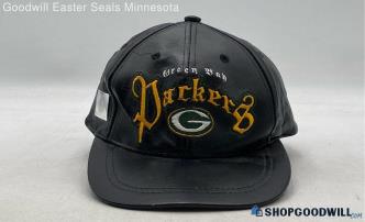 Drew Pearson Green Bay Packers Football Black Faux Leather Adjustable Hat 7 3/4