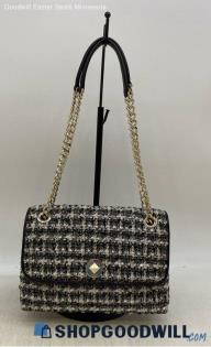 Kate Spade Natalia Black White Shoulder Crossbody Womens Tweed