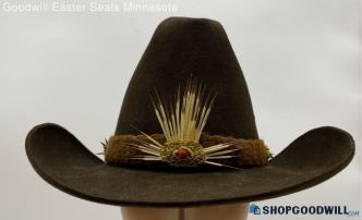 Stetson Men's Structured Cowboy Quill Brown Hat - Sz 7 - 7 1/8