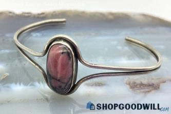 .925 Rhodonite Cabochon Cuff Bracelet 11.03 grams