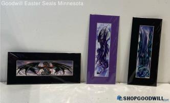 x3 Ruth Thompson-Soden Matted 6x13" Dragon Art Prints Unframed