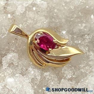 14K Yellow Gold Ruby Pendant 1.42g