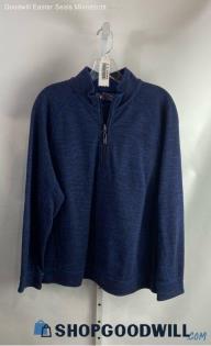 Tommy Bahama Men's Heathered Navy Blue 1/2 Zip Knit Reversible Sweater - Sz M