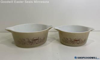 Pyrex 2pc 'Forest Fancies' 1.5l & 2.5l Cinderella Mixing Bowls #'S 474-B, 475-B