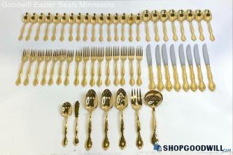 5LBS Lot Tradition Stainless Steel Gold Tone Flatware