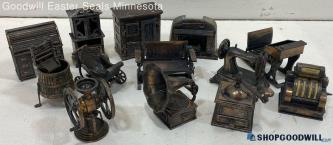 13 Duram Ind Metal Miniature Household Items Sewing Machine/Washer/Desk/More