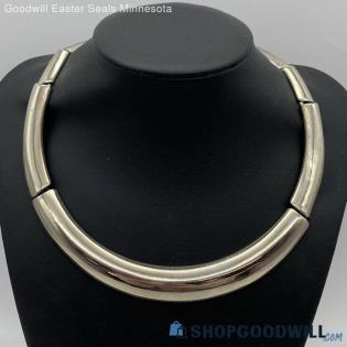 Vintage LES BERNARD Silver-Tone Segmented Collar Necklace