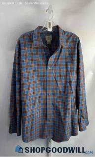 L.L. Bean Men's Blue/Red Plaid Patterned Button Up Poplin Shirt Sz XL